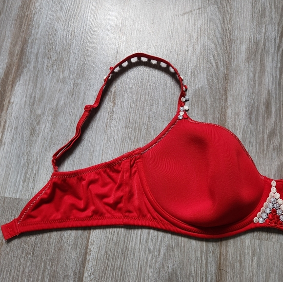Intense By Marie Jo Red T Shirt Bra Underwire Colorful Detail Size 34B - Picture 4 of 10